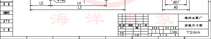 TSWA系列卧式低转速多级清水泵安装尺寸图