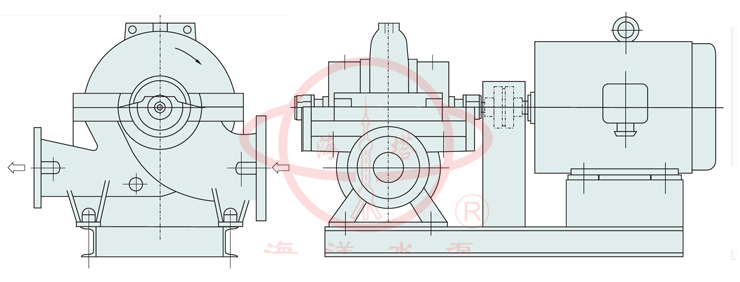 SOW型蜗壳式双吸清水管道泵安装形式