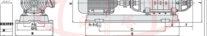 GC型卧式锅炉给水多级清水泵安装尺寸图