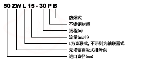 ZWL型直联式无堵塞自吸排污泵型号意义