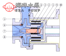 CQF氟塑料磁力泵结构示意图 